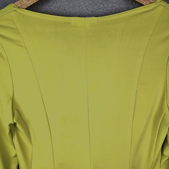 Vintage Design Todays Womens Top M Yellow Chartreuse Peplum Knit Flare Hem Retro - Picture 8 of 9